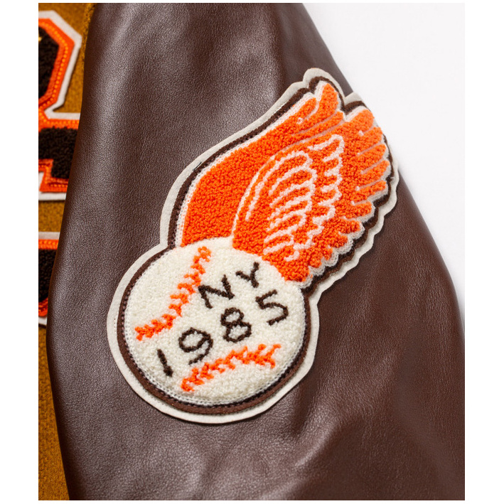 2024 OEM oversized varsity jacket in orange embroidery chenille wool letterman men jacket