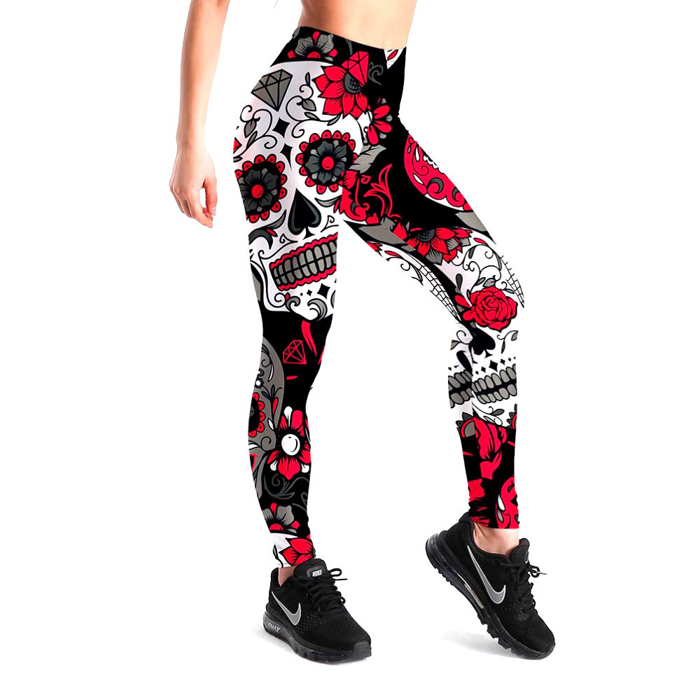 Top Quality Sexy Women Gym Print Leggings Skin Fit Tights High Elastic Waist Women Sublimation Legging Pant