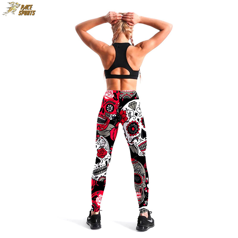 Top Quality Sexy Women Gym Print Leggings Skin Fit Tights High Elastic Waist Women Sublimation Legging Pant