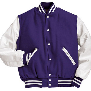 Custom chenille embroidery leather sleeve baseball letterman jacket for men