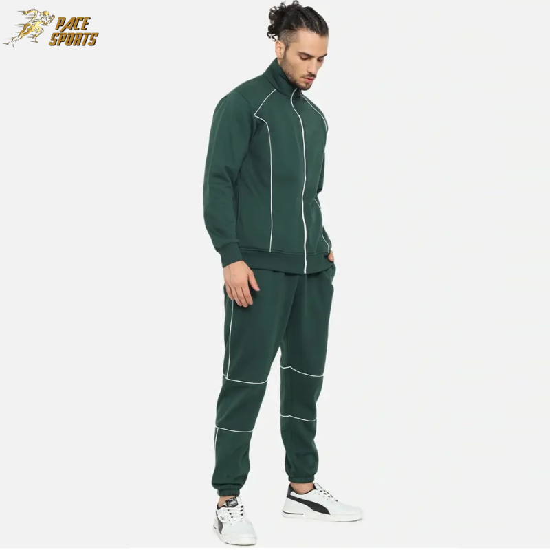 Winter Zipper Custom Logo Green Premium Slim Fit Fashion New Design High Quality Sports Men Tracksuits