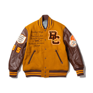 2024 OEM oversized varsity jacket in orange embroidery chenille wool letterman men jacket