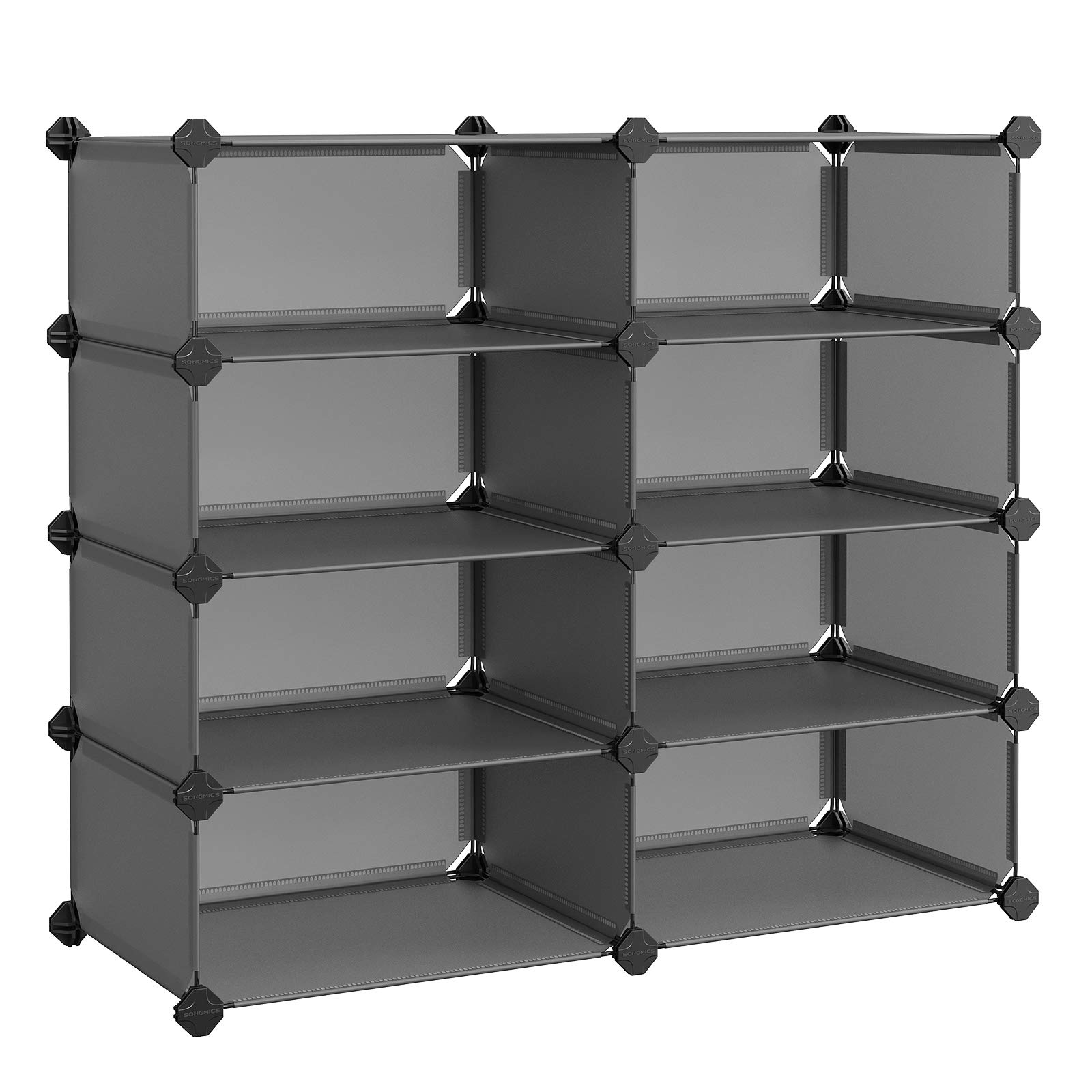 2022 Gray Plastic Material Extendable 4 Tier 8 Cubes 16 Pairs Shoe Rack