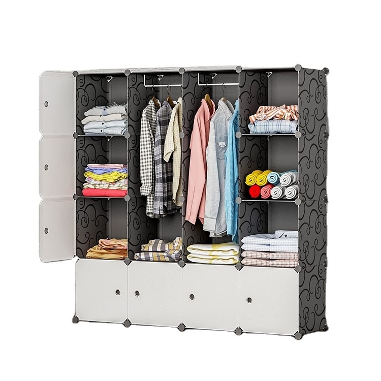 2023 Factory Portable Closet Wardrobe, Closet Storage Organizer with Shelves and Cover for Hanging Clothes, Non-Woven Fabric