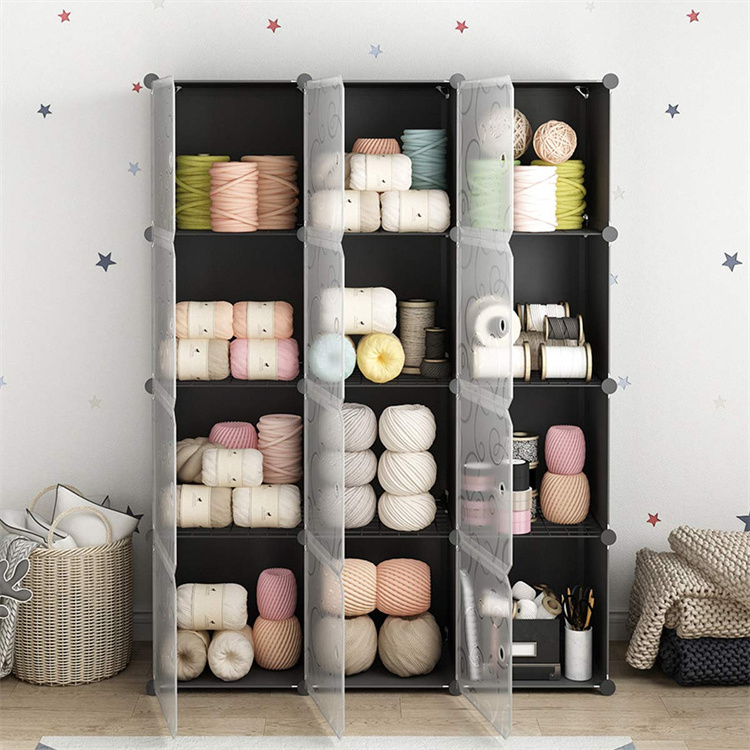 Custom DIY 12 Cubes Plastic Dresser Storage Cubes Plastic Bedroom Wardrobes Baby Closet