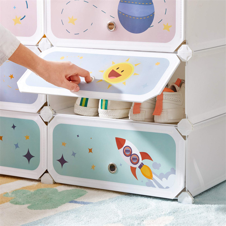 Custom DIY 6 Cubes Plastic Kids Shoe Rack Door Entry Shoes Rack Box Storage Cabinet