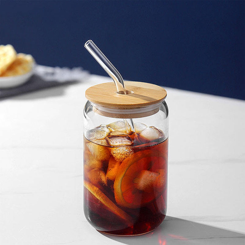 Clear Soda Pop Shaped Sublimation Mason Jar Glass Can cup Glass with Straw bamboo lid