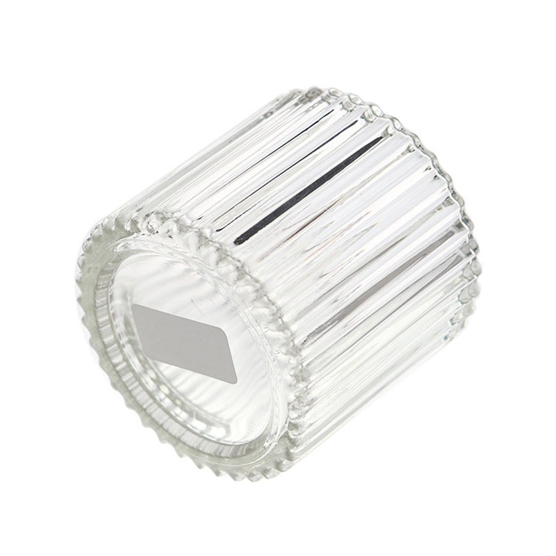 Wholesale Strip Ribbed Pleated Clear Custom Color Restaurant Votive Glass Candle Holder Container Jar Vessels