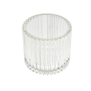 Wholesale Strip Ribbed Pleated Clear Custom Color Restaurant Votive Glass Candle Holder Container Jar Vessels