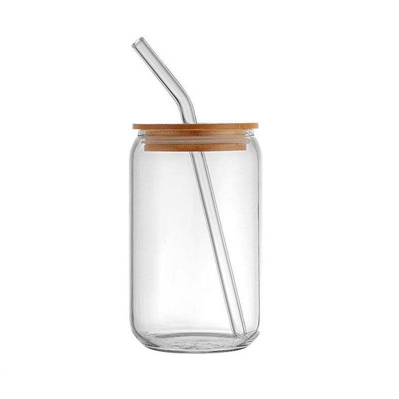 Clear Soda Pop Shaped Sublimation Mason Jar Glass Can cup Glass with Straw bamboo lid