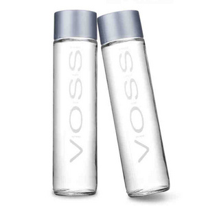 8oz 12oz 16oz Wide Mouth Slim VOSS Cylinder Sport Glass Drinking Water Bottle With Plastic Lids