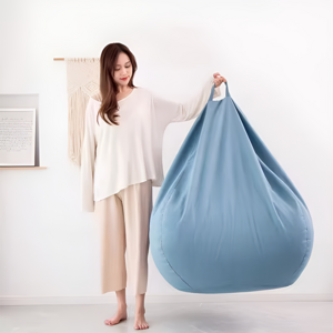 Polyester Cloth Puff Sacktriangle Design Of Cotton And Linen Cloth For All Ages Light Blue Large Beanbag Chairs