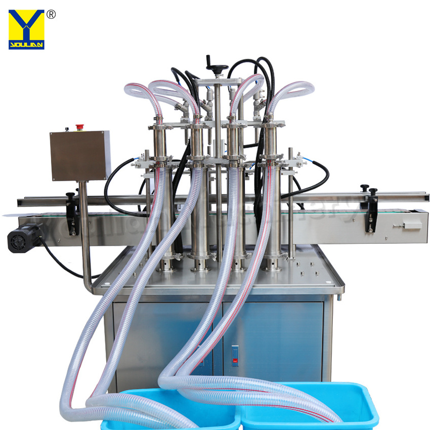 Liquid Filler Soda Water Bottling Filling Machine YT4T-4G Fully Automatic Pneumatic 500ml Silver Stainless Steel Plastic Machine