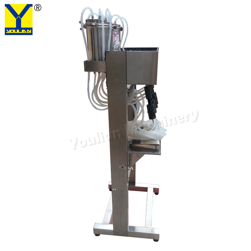 YT-4 Semi-Automatic Perfume Machinery 4-Head Liquid Vacuum Filling Machine for Small Glass Barrel Bottles Beverage Industry