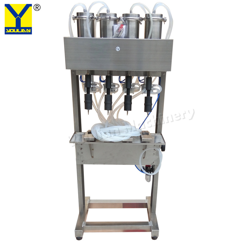 YT-4 Semi-Automatic Perfume Machinery 4-Head Liquid Vacuum Filling Machine for Small Glass Barrel Bottles Beverage Industry