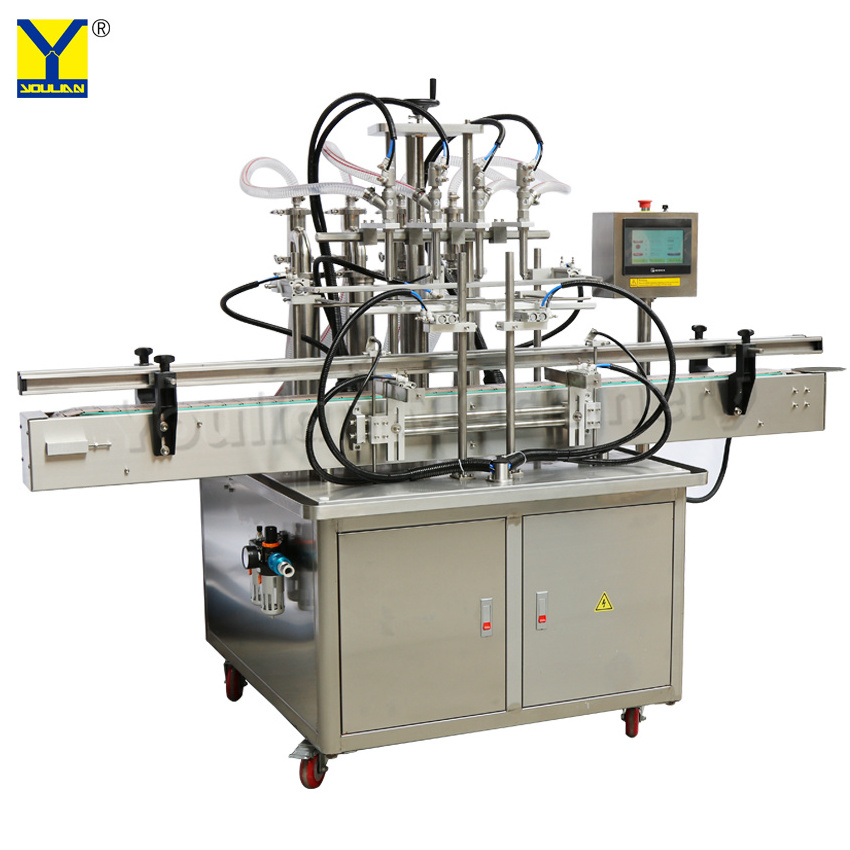 Liquid Filler Soda Water Bottling Filling Machine YT4T-4G Fully Automatic Pneumatic 500ml Silver Stainless Steel Plastic Machine