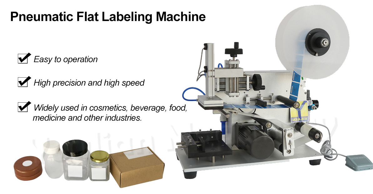 MT-60 Semi automatic Square Bottle Labeler Flat Jars Labeling Sticker Machine Manual