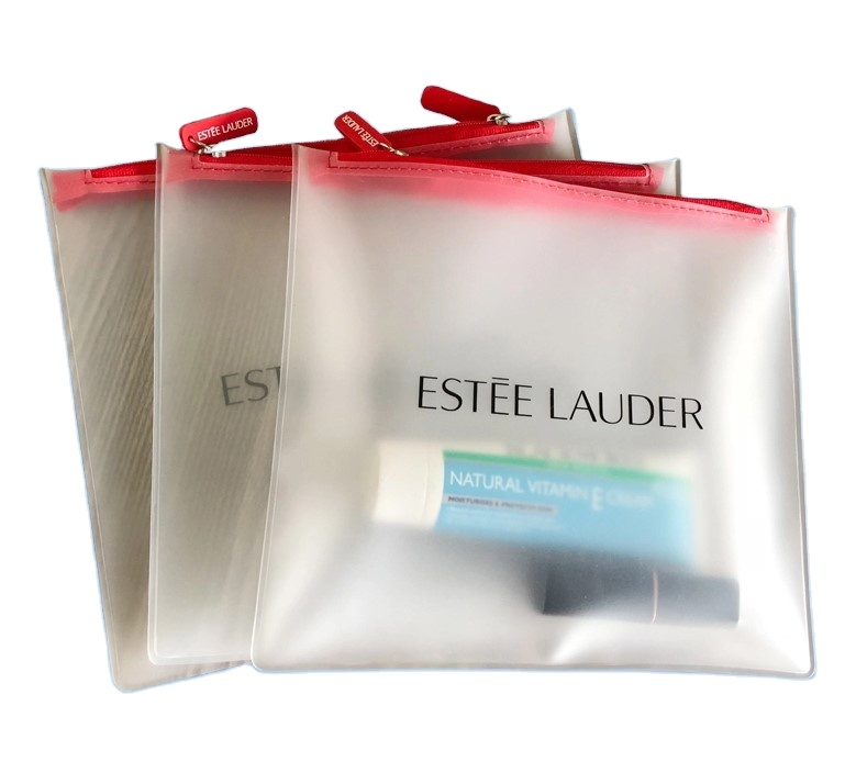 Clear Frosted Vinyl EVA Plastic Zipper Bag For Makeup Skin Care Promotion Set Packaging