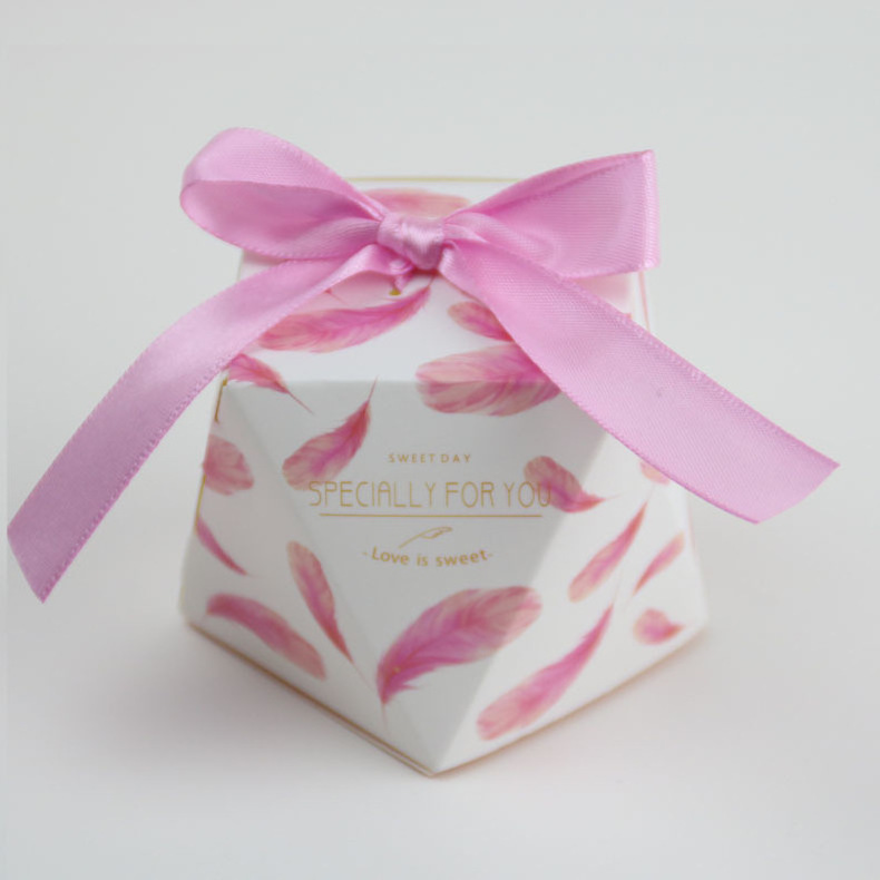 Wholesale OEM Gift Box Paper Wedding Favors Paper Candy Box With Ribbon Paper Candy Box For Guests