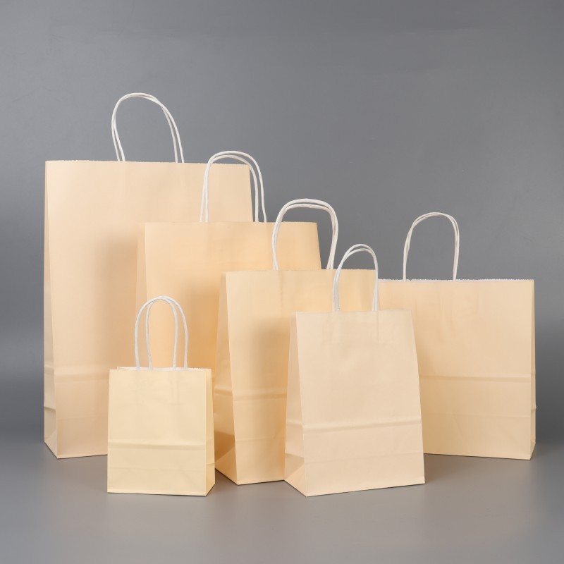 MOQ100 Custom Printing shopper packaging bag high quality kraft paper bags with handles