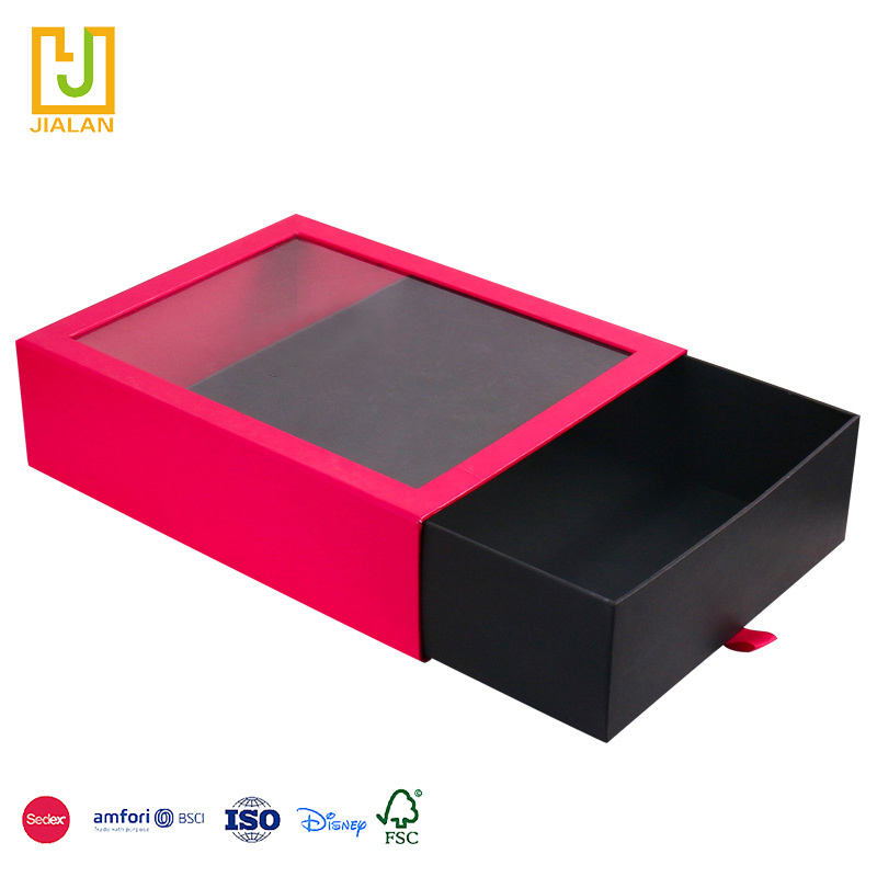 Eco Friendly custom logo printed hard rigid recycle style cardboard jewelry packaging sliding gift paper drawer packaging box