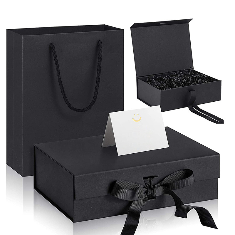 Custom HOT Luxury Magnetic Gift Box Packaging Ribbon Handle Folding  Magnetic Closure Gift Boxes