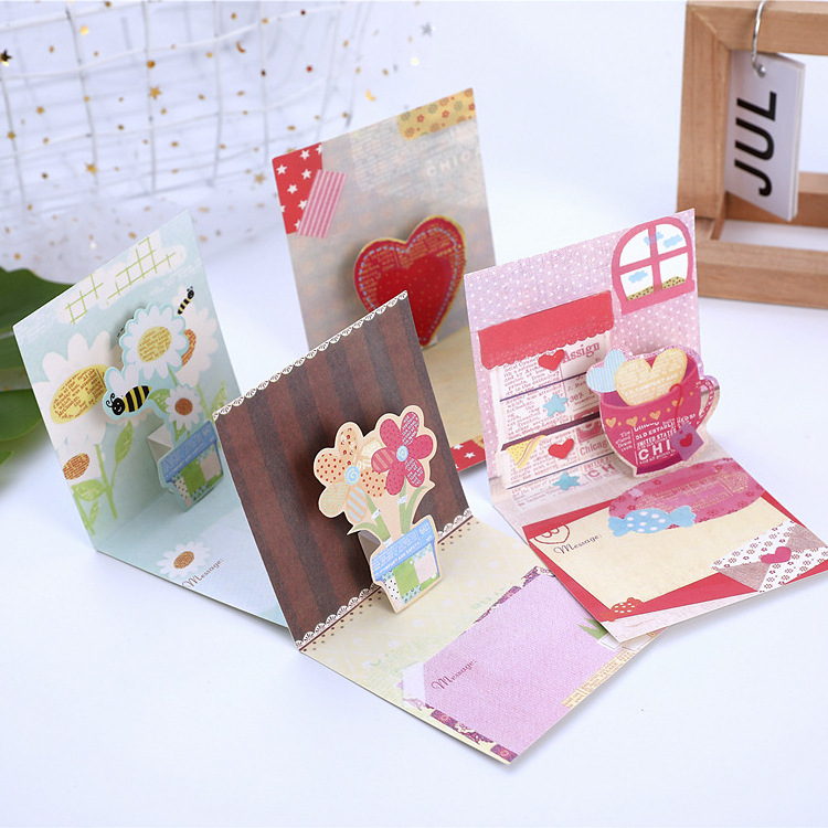 Luxury Personalized 3d Pop-up Paper Craft Printing Greeting Cards Happy Birthday Glitters Pop Up Cards