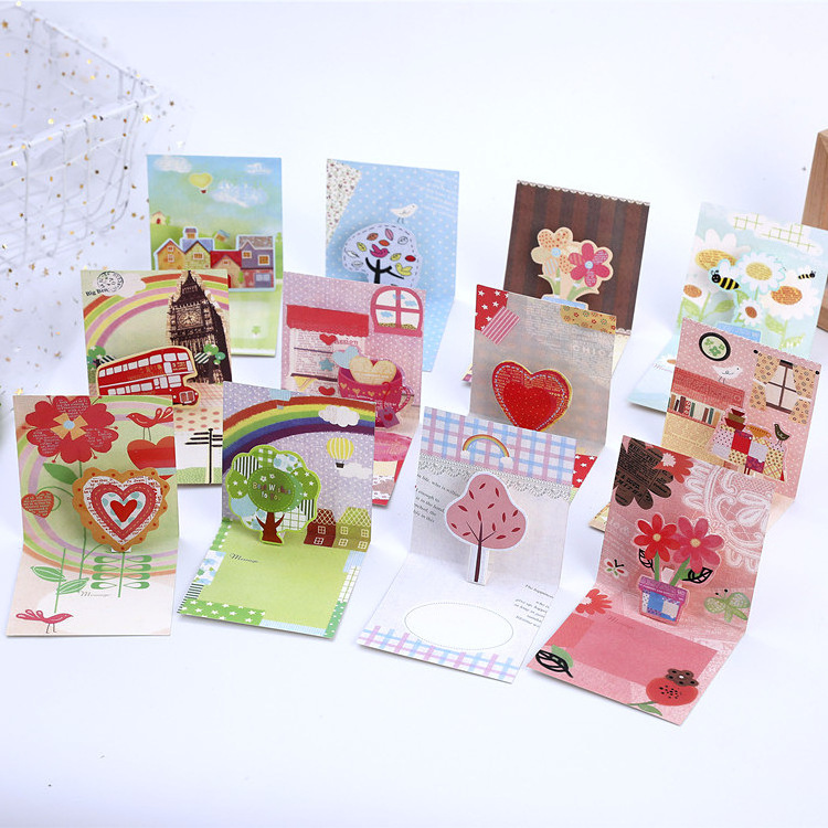 Luxury Personalized 3d Pop-up Paper Craft Printing Greeting Cards Happy Birthday Glitters Pop Up Cards