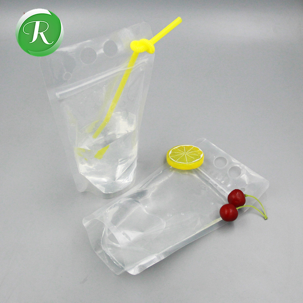 Custom clear zipper drinking bags new transparent reusable drink pouch with straw plastic drink juice capri sun pouch bag