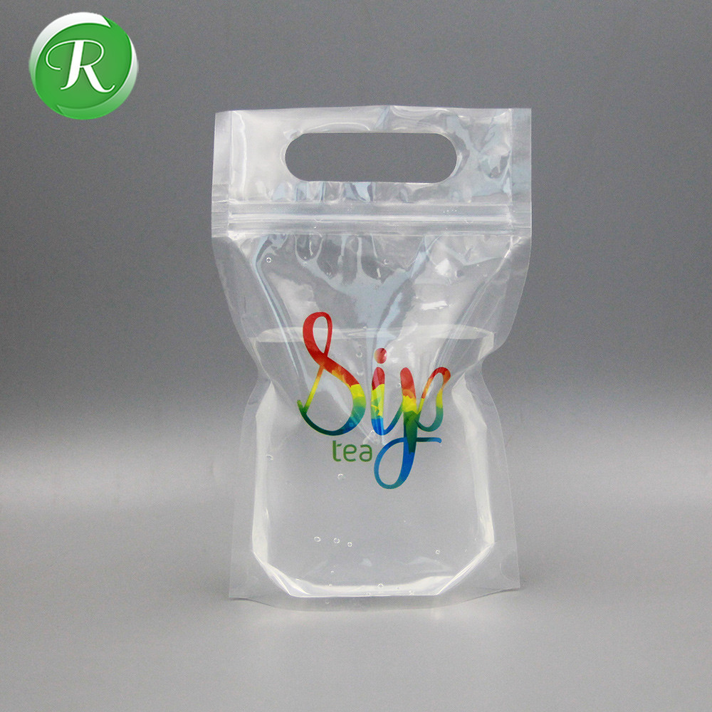 Custom clear zipper drinking bags new transparent reusable drink pouch with straw plastic drink juice capri sun pouch bag