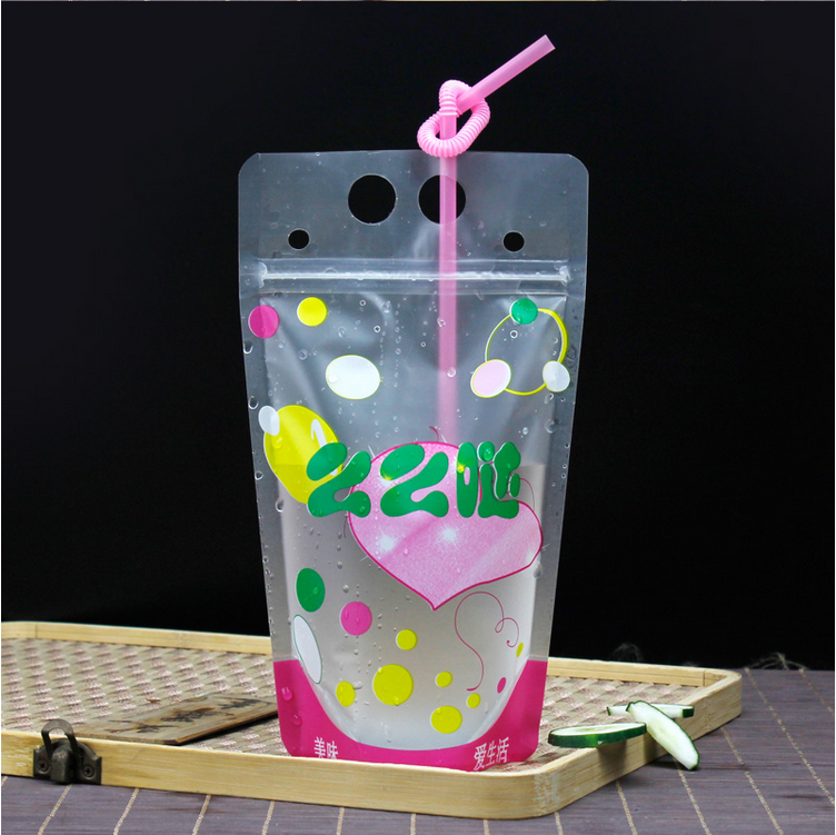 Custom clear zipper drinking bags new transparent reusable drink pouch with straw plastic drink juice capri sun pouch bag