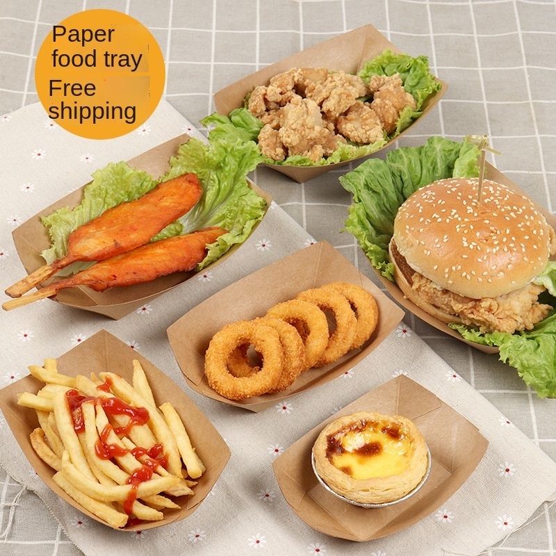 Fried Chicken Box Snack Popcorn  Chicken Chop Fried Whole Chicken Leg Takeaway Lunch Box Kraft Paper Food tray