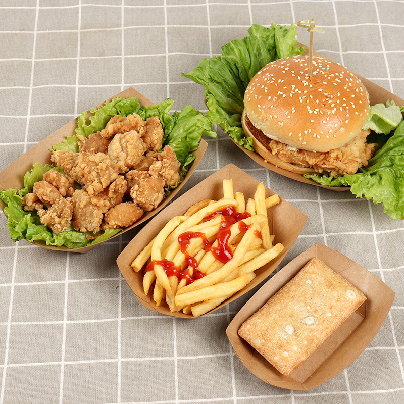 Fried Chicken Box Snack Popcorn  Chicken Chop Fried Whole Chicken Leg Takeaway Lunch Box Kraft Paper Food tray