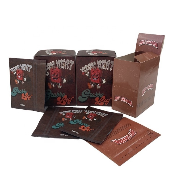 Customized Printed  Grabba Leaves Kraft Paper Boxes for Tobacco Leaf Packaging Paper Sachet With Display Paper Box