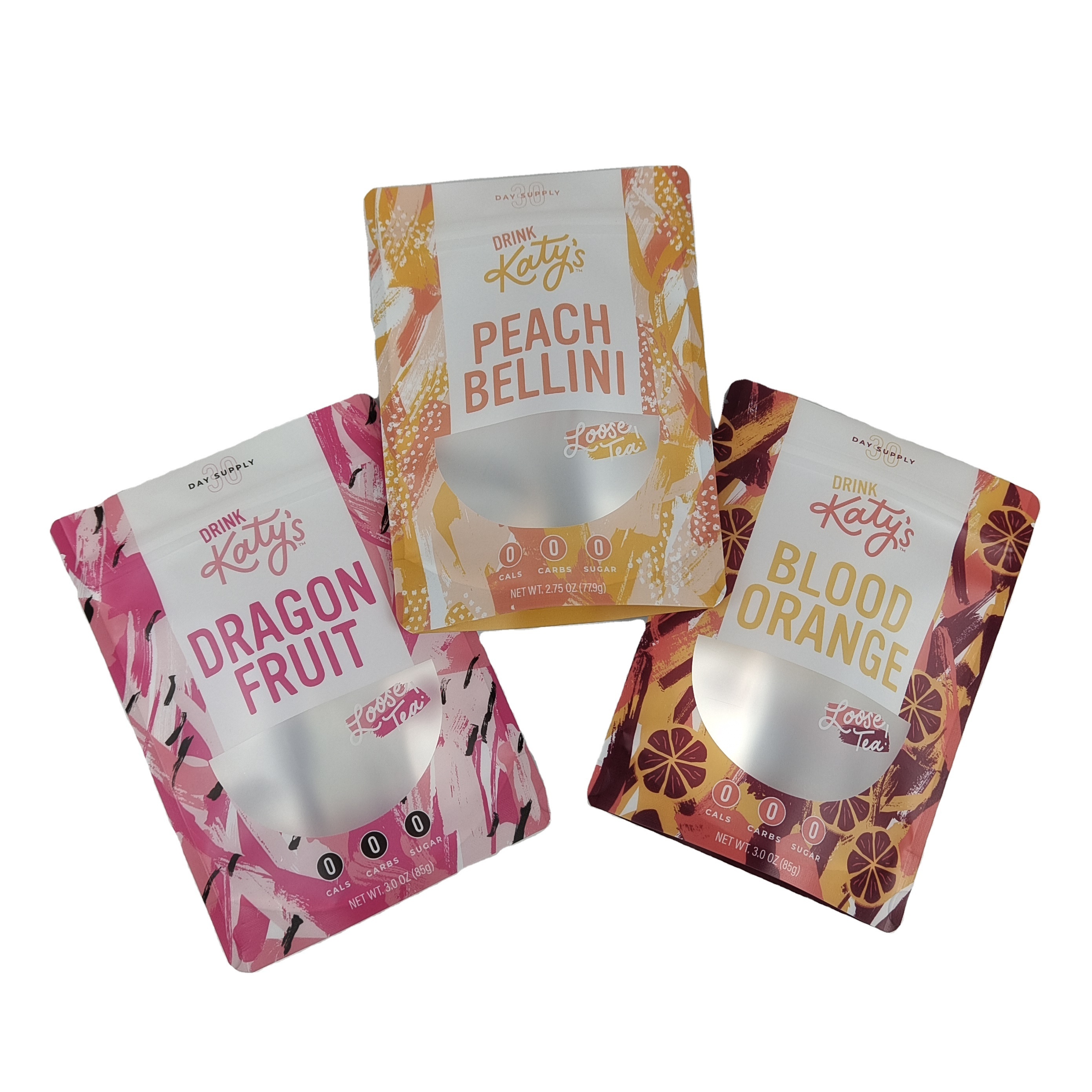 New Design Custom Printed Noni Bags Moisture Proof Tea Bag Pouch With Window Stand Up Pouch Tea Packaging Bags