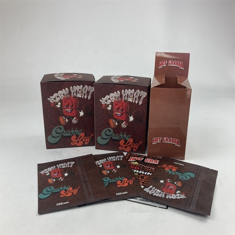 Customized Printed  Grabba Leaves Kraft Paper Boxes for Tobacco Leaf Packaging Paper Sachet With Display Paper Box