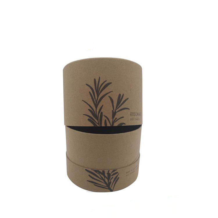 custom small kraft paper printed round cylinder candle box