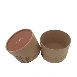 custom small kraft paper printed round cylinder candle box