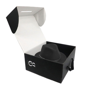 custom black corrugated fedora hat boxes factory carton box hat boxes