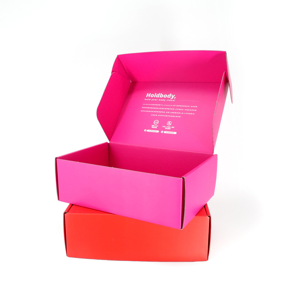 Pink Packing Boxes Cardboard Recyclable Corrugated Mailers Printing Custom Size Logo Cosmetic Shoe Hat Shipping Box with handle