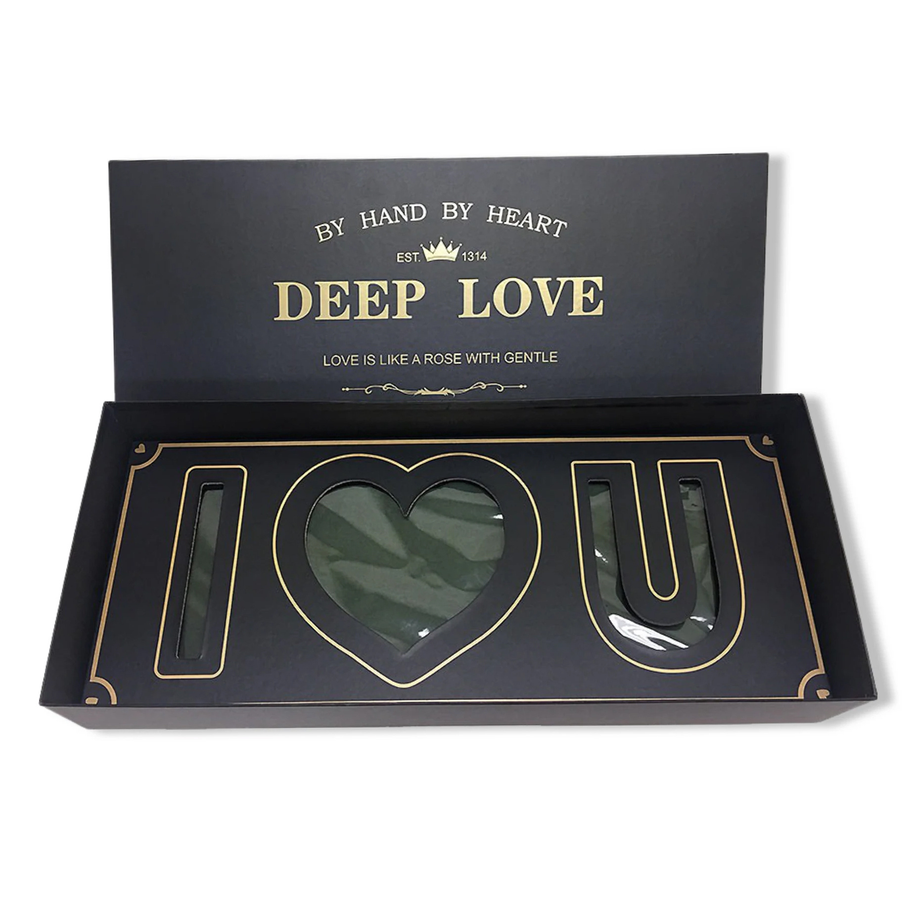 Customized treat boxes black i love you box gift packaging cardboard love mom flower box