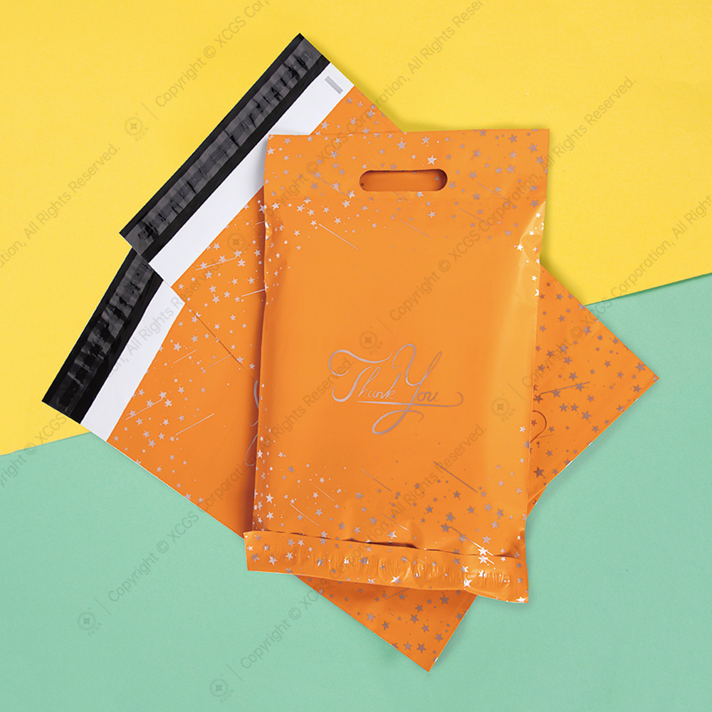 Pink Orange Thank You Self-seal Handle Poly Shipping Mailer Bag Custom Clothes Gifts Exquisite Packaging Poly Envelope With Logo