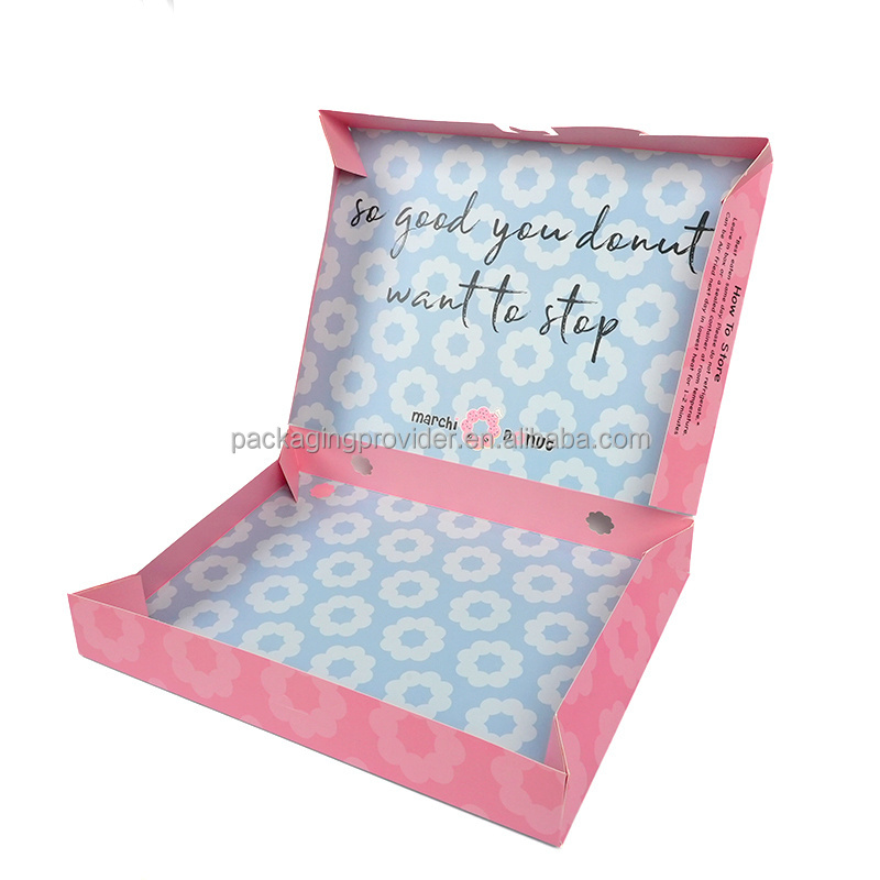 Wholesale Blue And Pink Donut Packaging box Food Packaging Mailing Shipping  Box Pizza Chocolate Packaging Box.