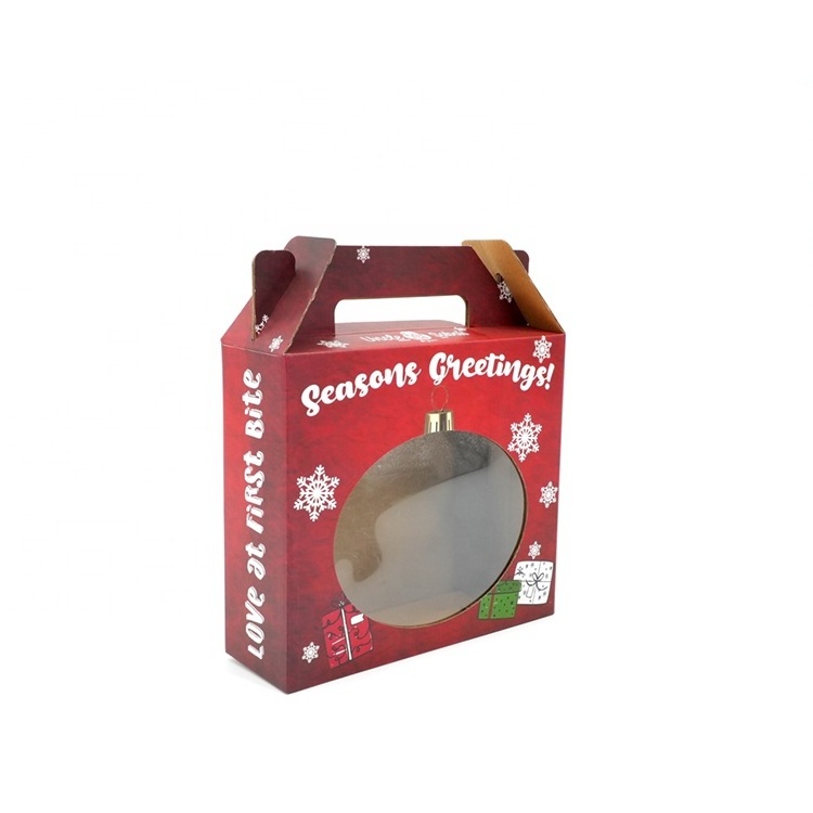 Custom New Design PVC Clear window Christmas bakery Cookie Boxes Gift Packaging Gable Paper Box