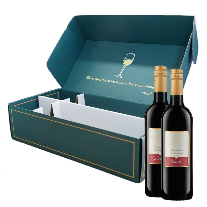 Luxury Rigid Paper Packaging Whiskey Single Bottle Glass Gift Wine Box With Foam Insert