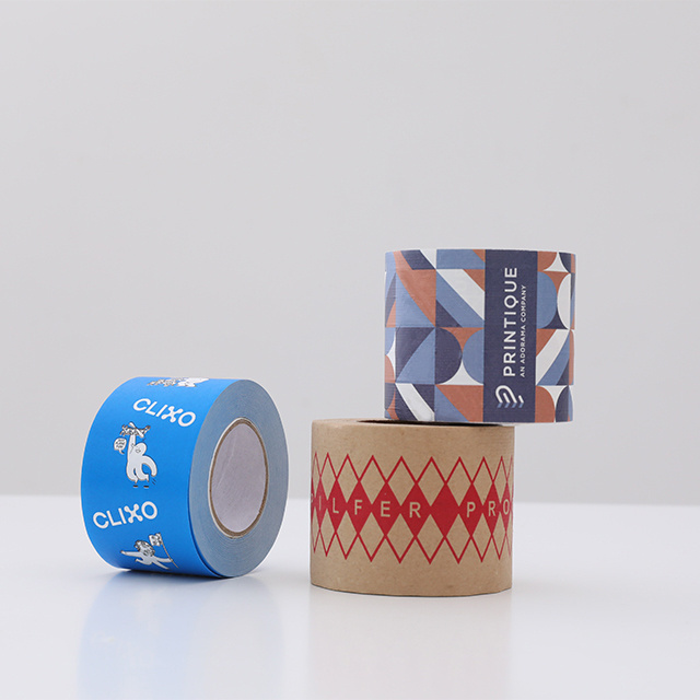 Wholesale Printed Non-Reinforced Water Activated Tape Customized Kraft Paper Gummed Packing Tape For Carton Sealing