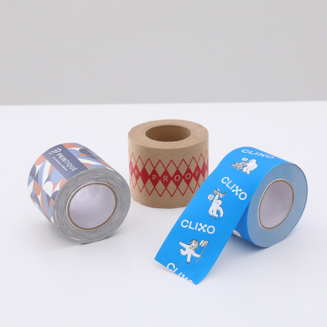 Wholesale Printed Non-Reinforced Water Activated Tape Customized Kraft Paper Gummed Packing Tape For Carton Sealing