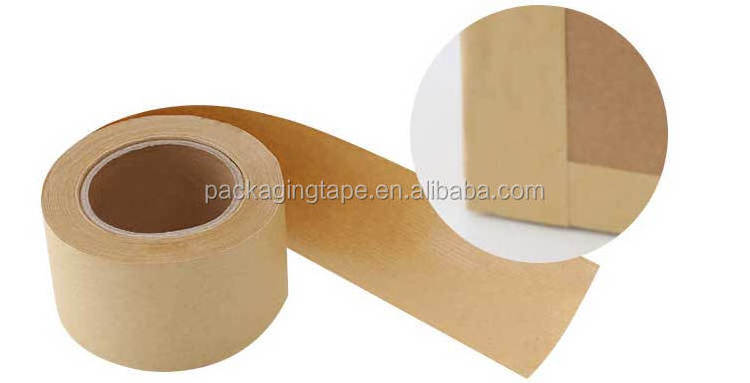 Customize Non Reinforced White Water Activated Kraft Paper Gummed Tape No Thread Tape For Carton Sealing