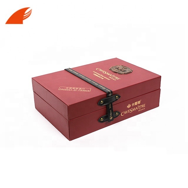 Custom Luxury  New Design Two Bottles MDF Wine Box With Leather Buckle And Handle/Metal Logo For Red Wine Packaging Wholesale