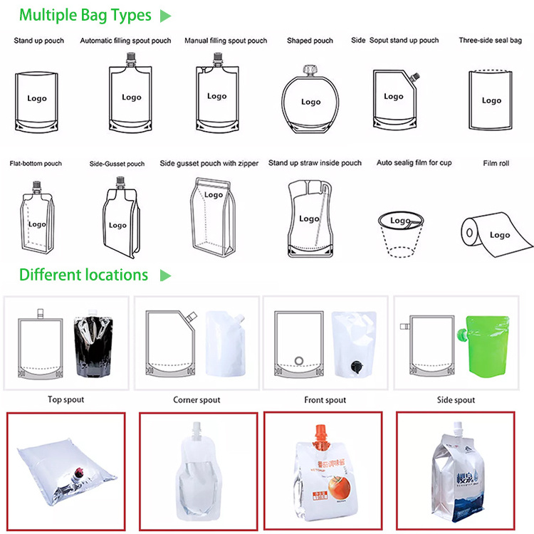 Food Bag Side 220ml Liquid 5 Liter Juices 200 Ml Custom Bottle Shape Spout Pouch For Water Sports Drinks